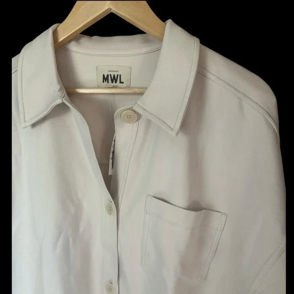 Madewell Ponte Oversized Shirt Jacket Linen Ivory Large NWT - Picture 5 of 10